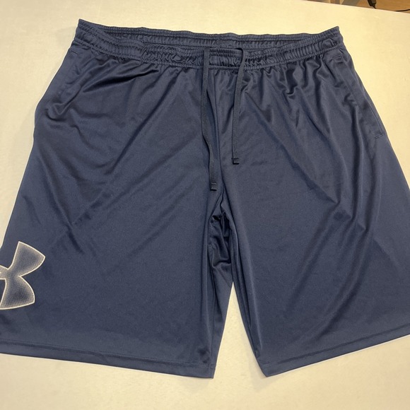 Under Armour 3XL Tall Gym Athletic Shorts Blue Pockets Loose Heat Gear - Picture 1 of 5